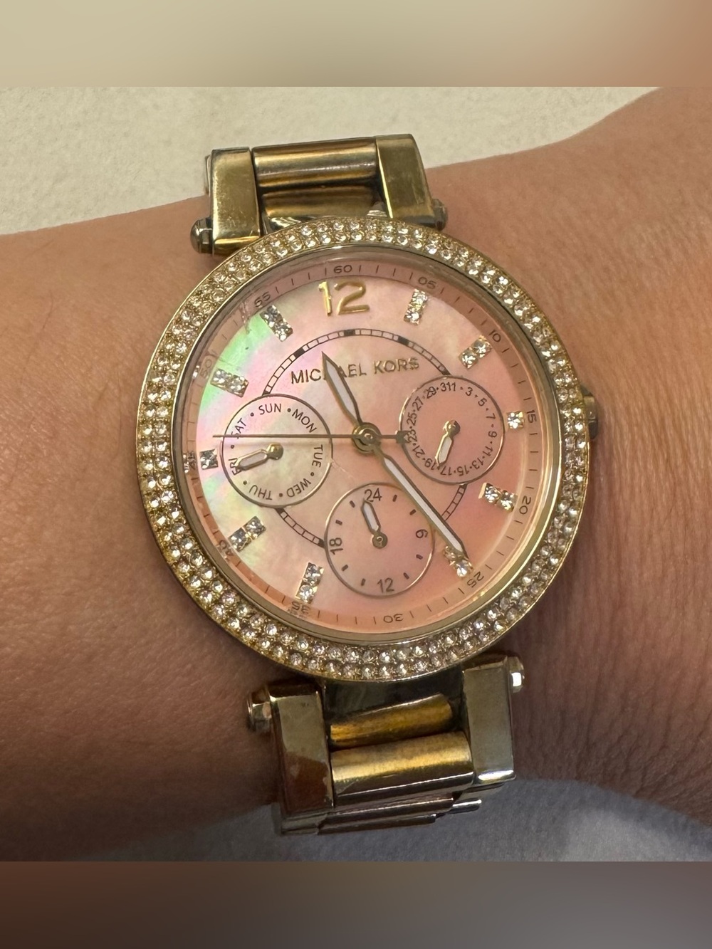 Authentic Michael Kors MK6477 Ritz Two-Tone Gold Rose Gold Crystal Watch